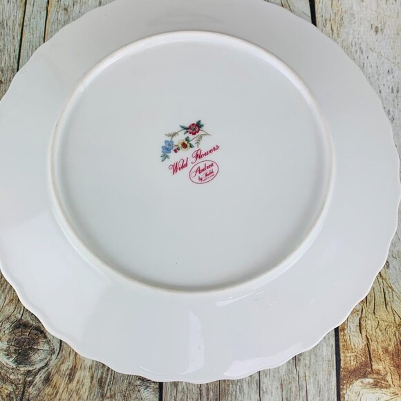 Andrea By Sadek WILD FLOWER Scallop Porecelain Gold Trim Cake Plate Server Set - Picture 5 of 8